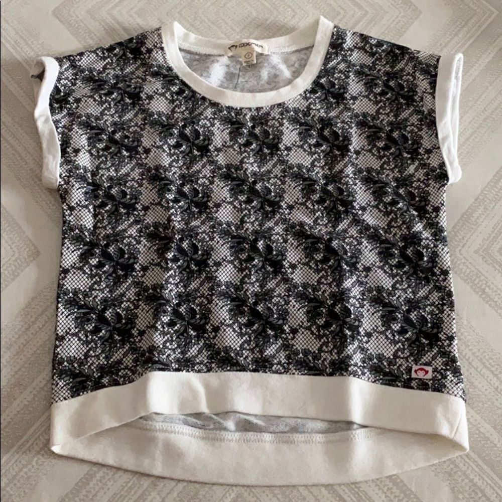 Appaman Black & White Lace Print Girls Top